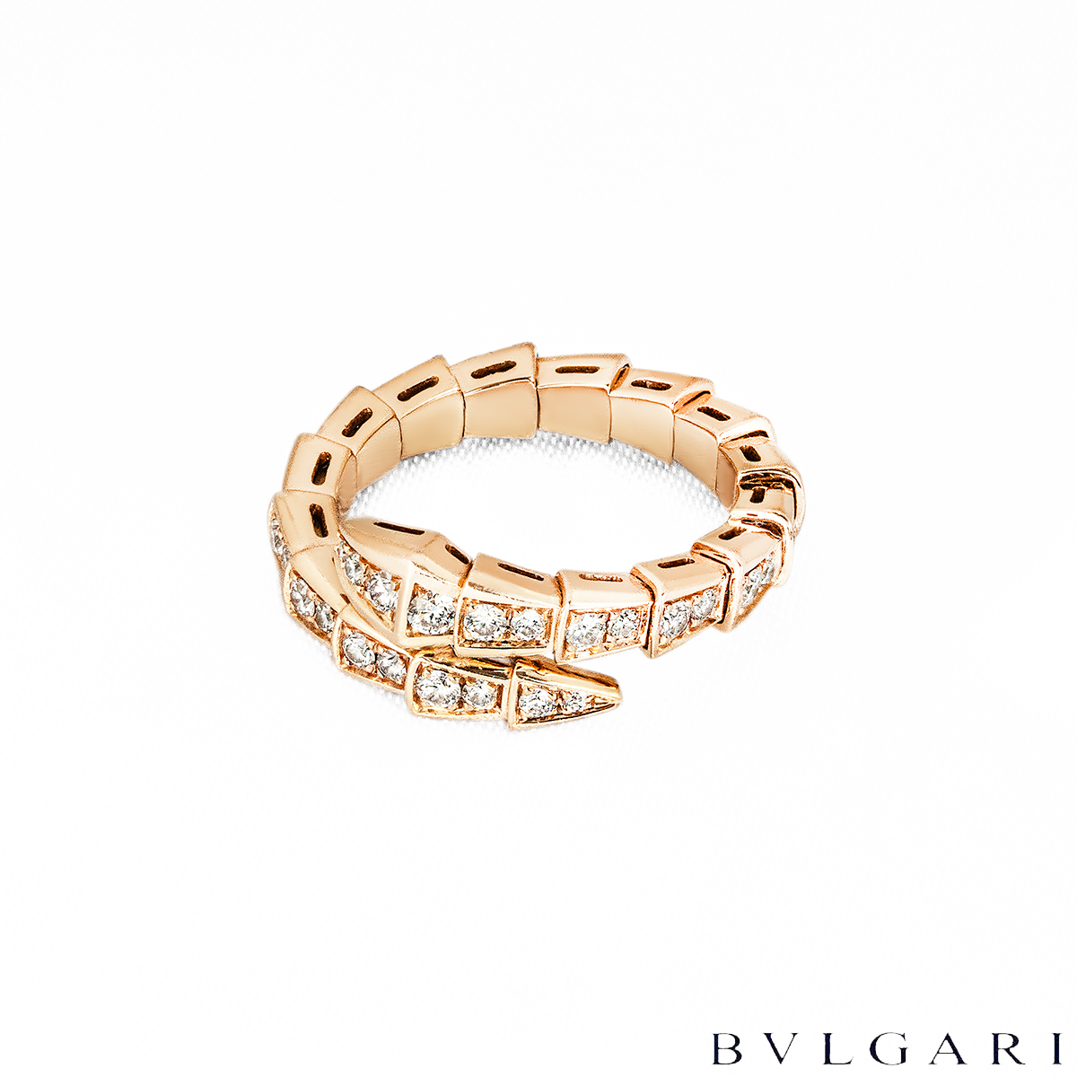 Bvglari Rose Gold Diamond Serpenti Ring 355977 Bvglari Rose Gold Diamond Serpenti Ring 355977
